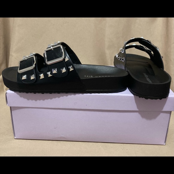 Steve Madden | Shoes | New Steve Madden Madden Girl Teddyp Black Studded  Slides Size 7 | Poshmark